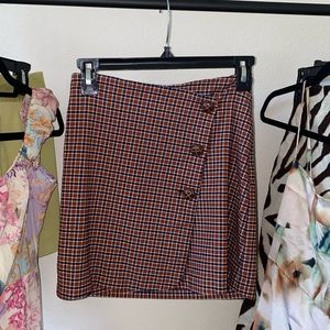 UO mini skirt brown gingham/plaid Sz Small